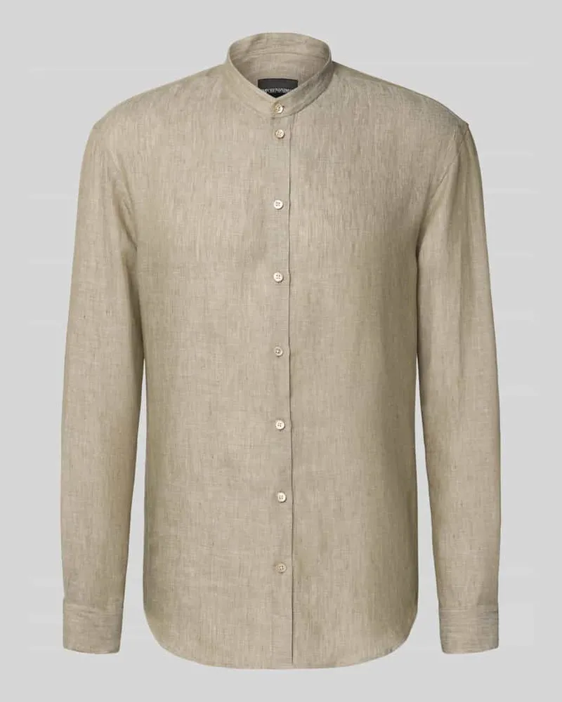 Emporio Armani Regular Fit Freizeithemd im langärmeligen Design Khaki