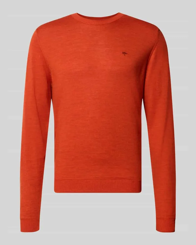 Fynch-Hatton Regular Fit Strickpullover aus Wolle mit Rundhalsausschnitt Orange