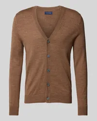 Christian Berg Slim Fit Cardigan aus Woll-Mix mit V-Ausschnitt Mittelbraun