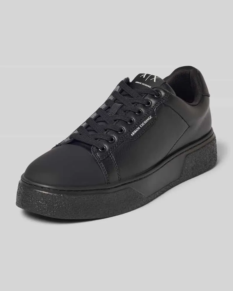 Armani Exchange Sneaker aus Leder-Mix mit Logo-Detail Modell 'Lion Black