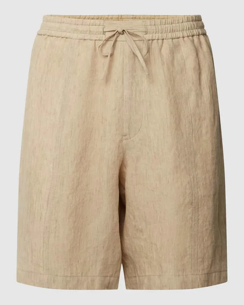 Emporio Armani Loose Fit Bermudas aus reinem Leinen Beige