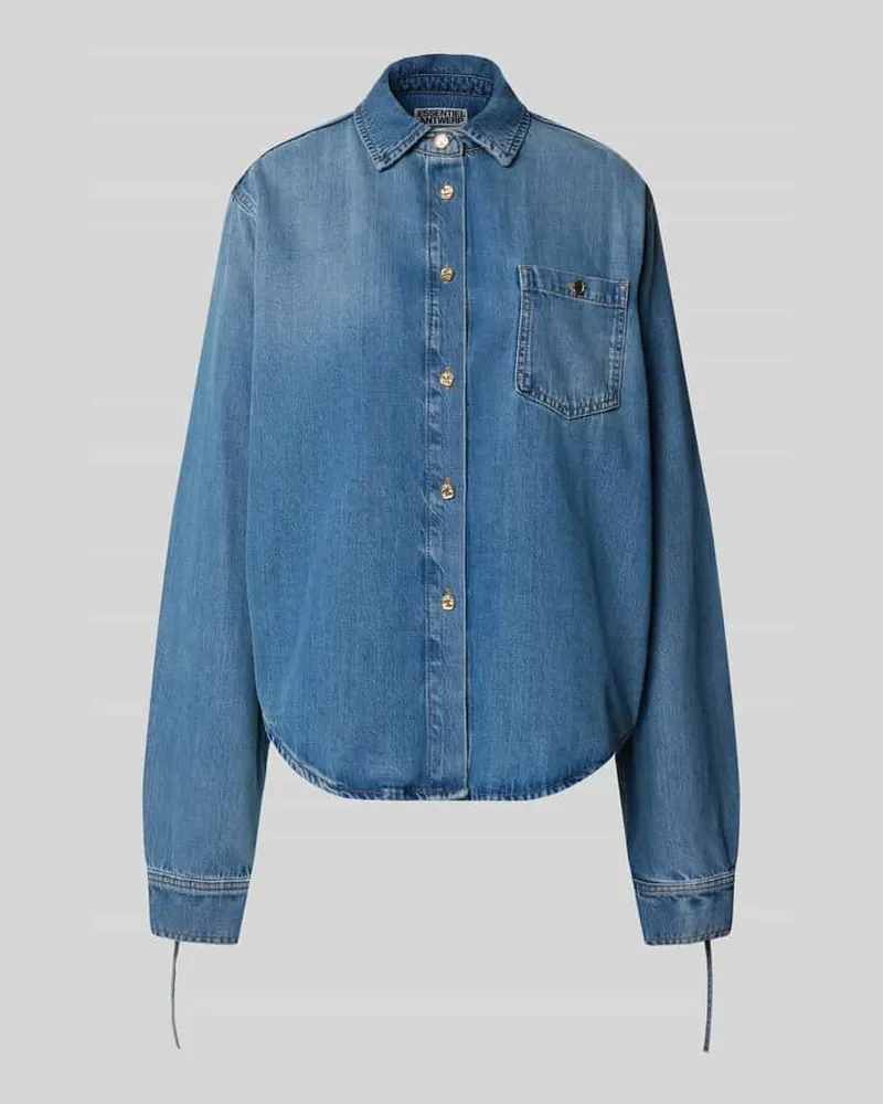 Essentiel Oversized Jeansbluse aus Lyocell-Baumwoll-Mix Modell 'JUZY Blau