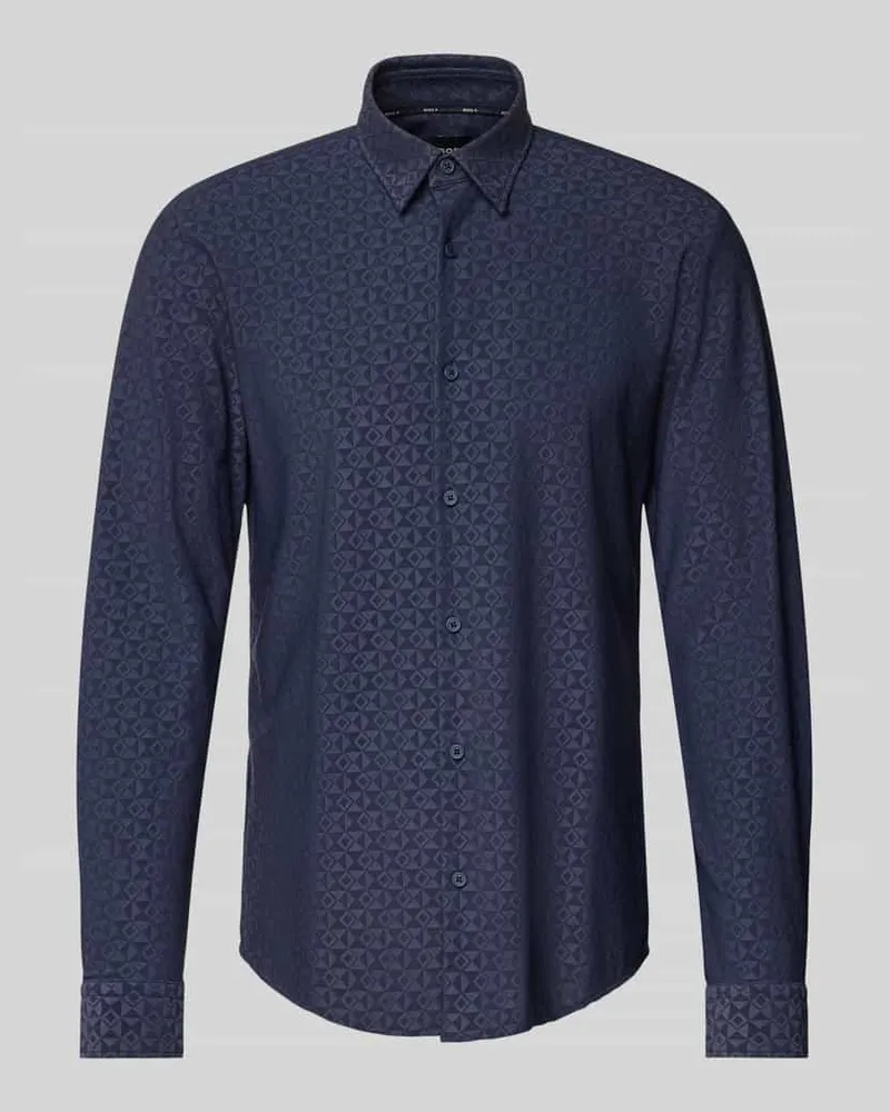 HUGO BOSS Slim Fit Freizeithemd mit Kentkragen Modell 'Roan Marine