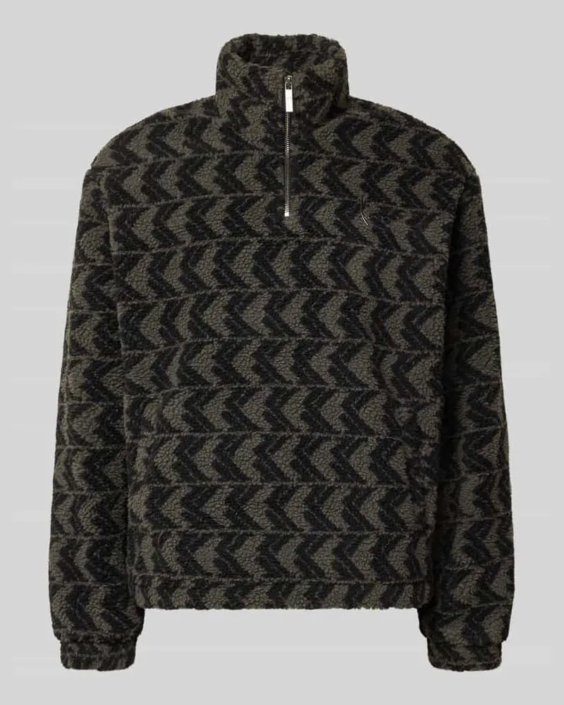 Karl Kani Fleecepullover mit Stehkragen und Reißverschluss Black