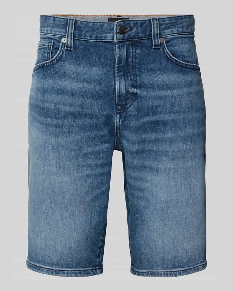 HUGO BOSS Regular Fit Jeansshorts im 5-Pocket-Design Modell 'Re.Maine Blau