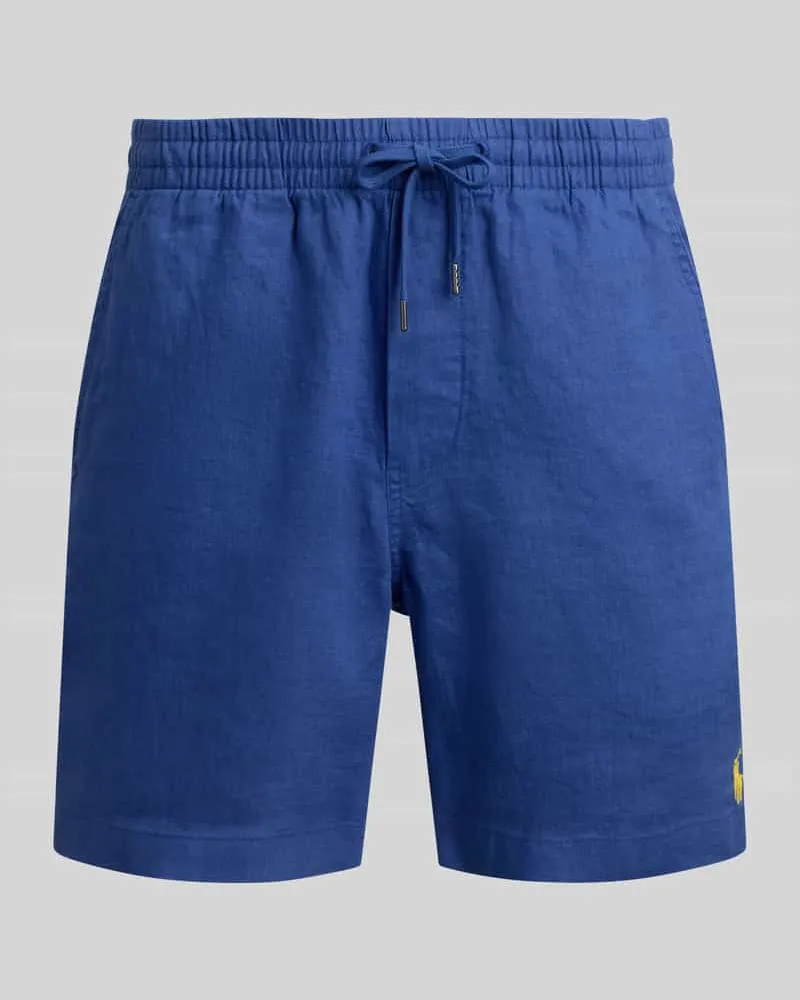 Ralph Lauren Leinenshorts mit Tunnelzugbund und Logo Stitching Rauchblau