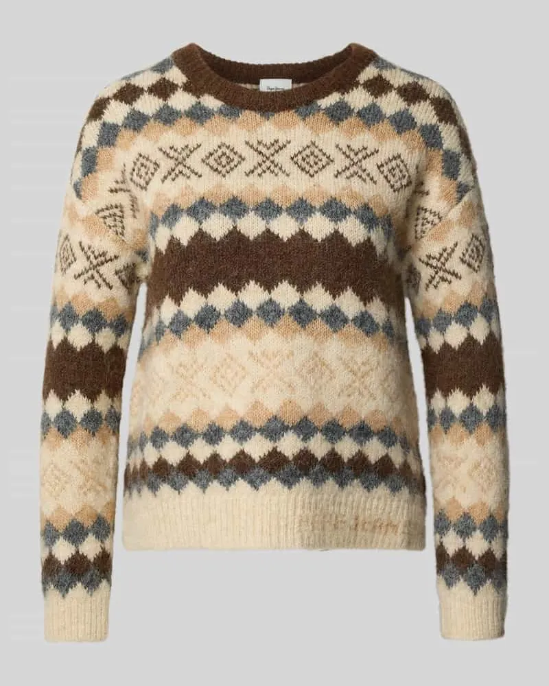 Pepe Jeans Regular Fit Strickpullover mit Woll-Anteil Modell 'CELESTINE Schoko