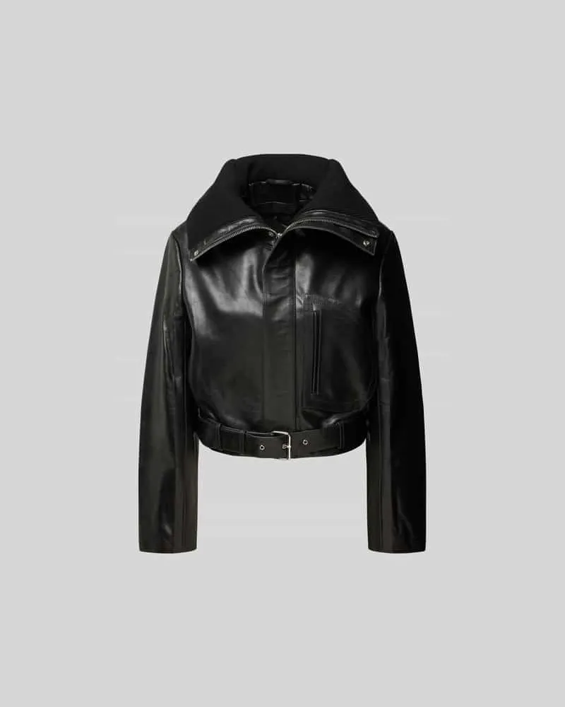 Victoria Beckham Lederjacke mit Paspeltasche Black
