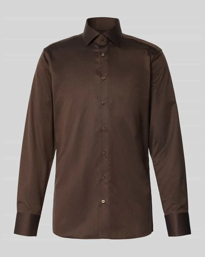 Eterna Slim Fit Business-Hemd mit Kentkragen Dunkelbraun