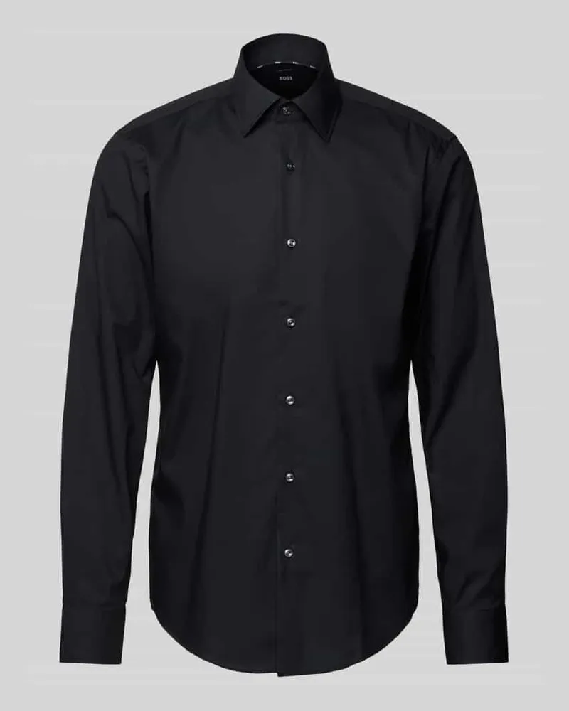 HUGO BOSS Slim Fit Businesshemd aus Popeline mit Stretch-Anteil Black