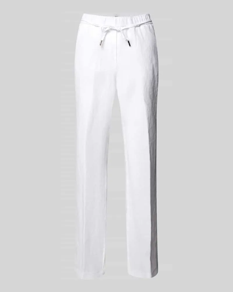 Brax Straight Leg Leinenhose mit Bindegürtel Modell 'STYLE.FARINA Weiss