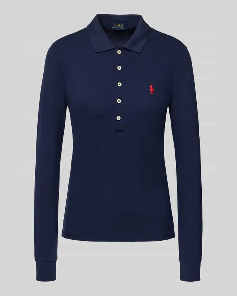 Ralph Lauren Slim Fit Poloshirt mit Label-Stitching Modell 'JULIE Dunkelblau