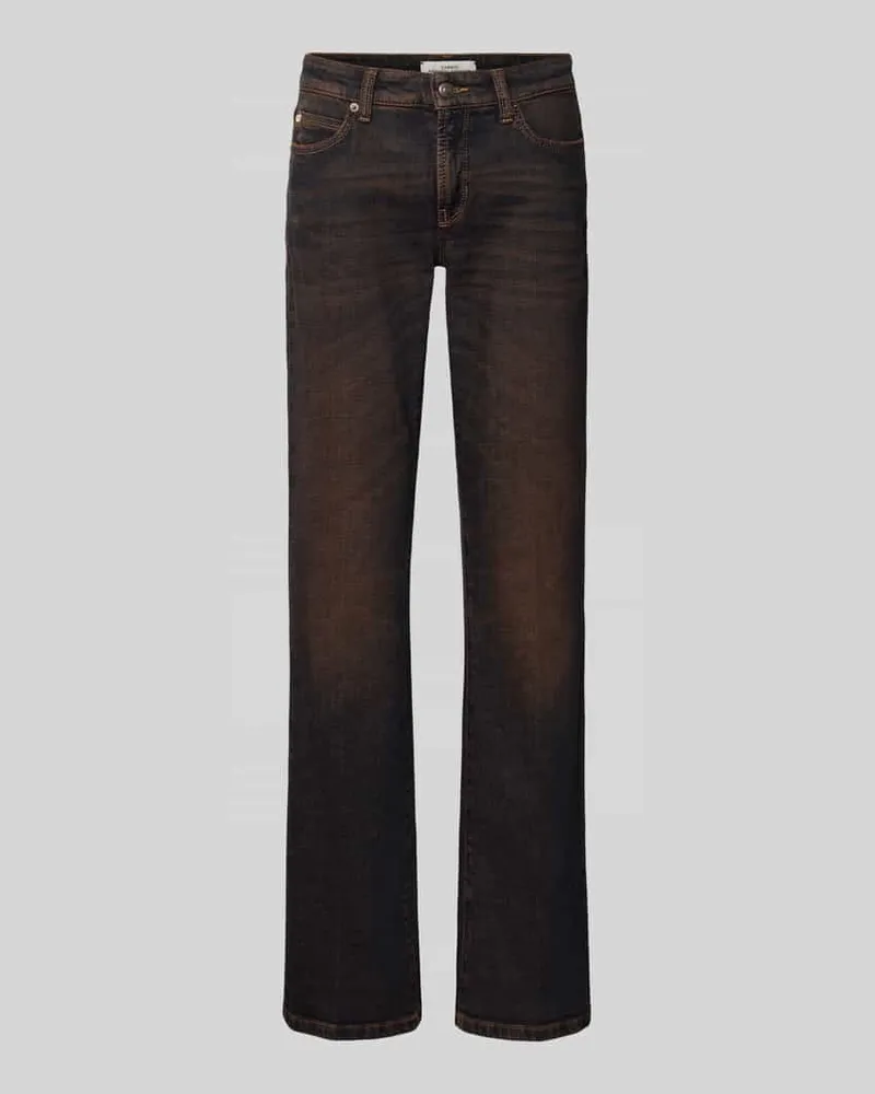 Cambio Flared Jeans im Used-Look Modell 'PARIS Mittelbraun