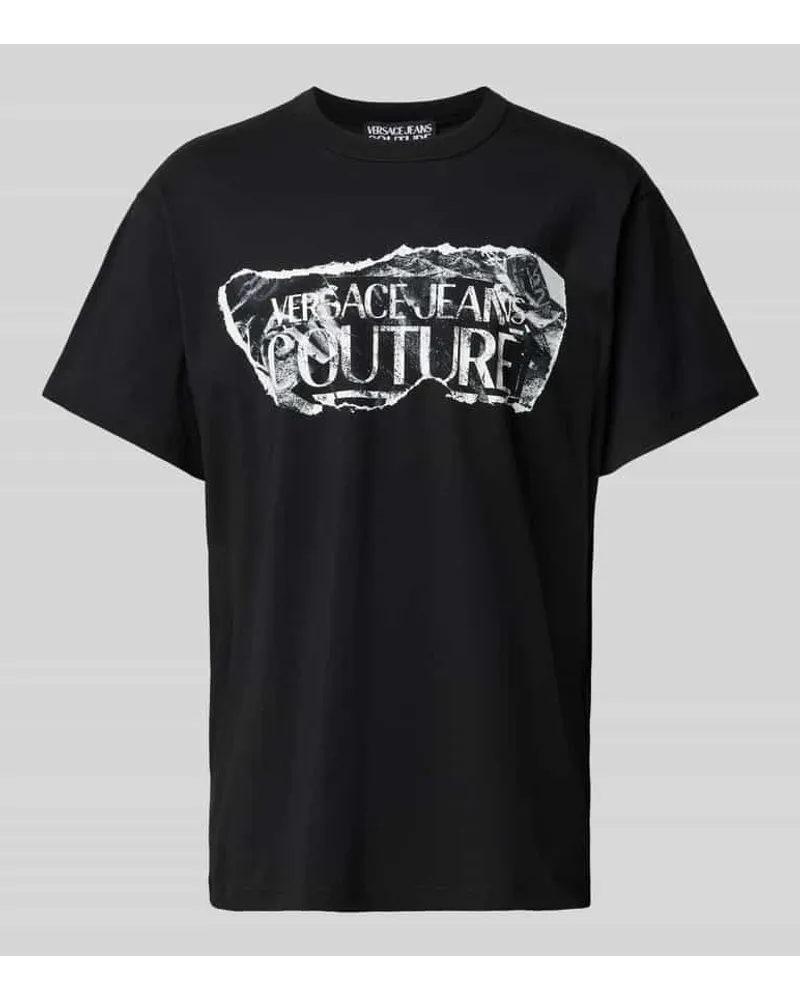 Versace Jeans T-Shirt mit Label-Print Black