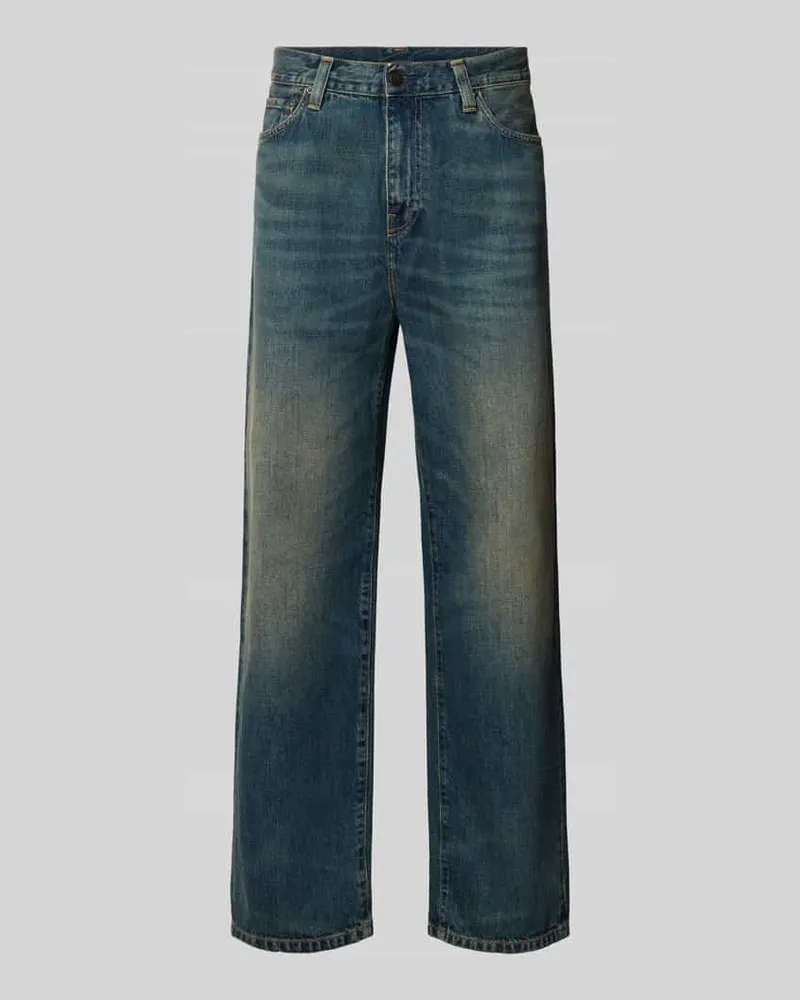 Carhartt WIP Straight Fit Jeans aus reiner Baumwolle Modell 'Aaron Jeansblau