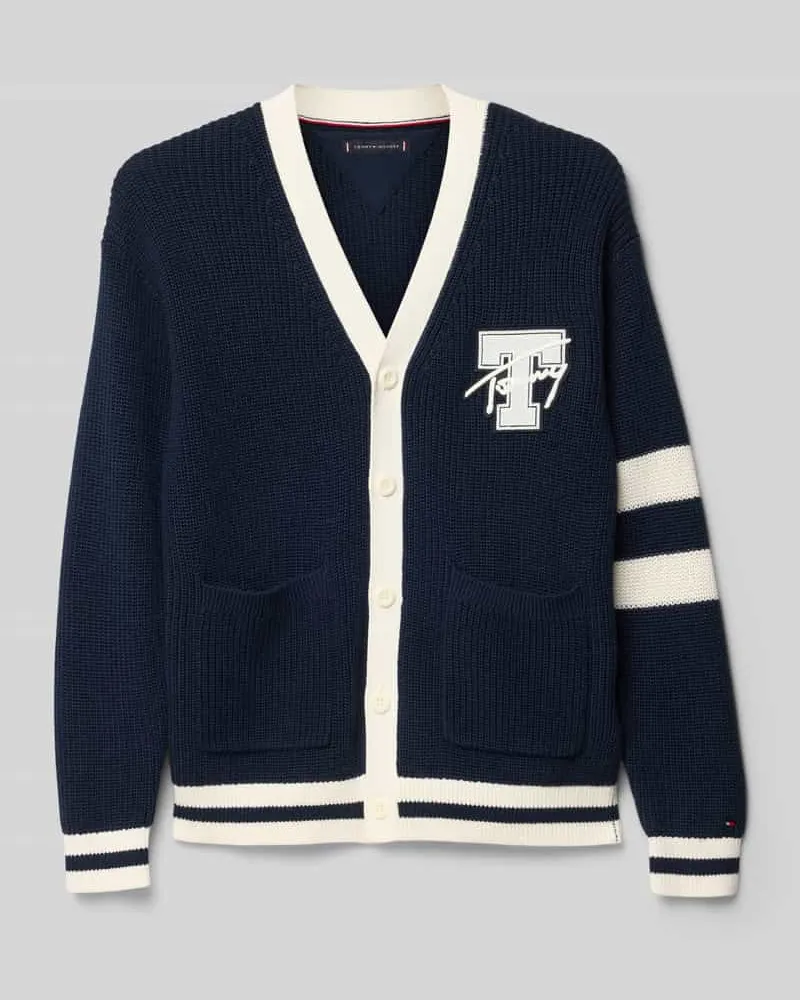 Tommy Hilfiger Relaxed Fit Strickjacke aus reiner Baumwolle Marine