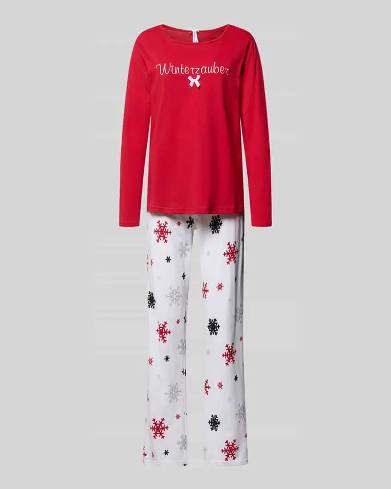 Louis & Louisa Loose Fit Pyjama mit Schleifen-Detail Modell 'Winterzauber Rot