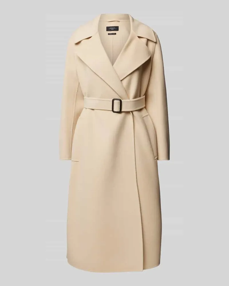 Max Mara Schurwollmantel mit Taillengürtel Modell 'MANU Beige