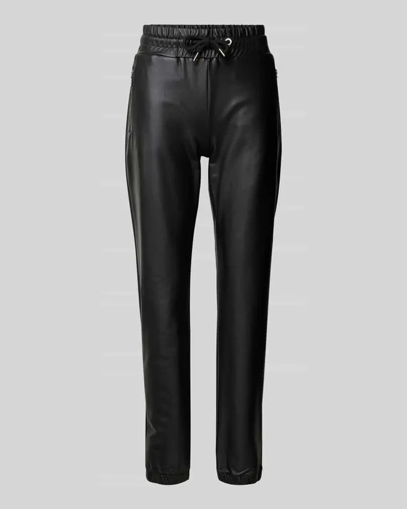 monari Hose in Leder-Optik mit seitlichen Reißverschlusstaschen Black