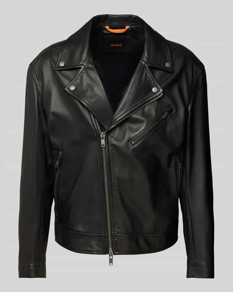 HUGO BOSS Lederjacke mit Reverskragen Modell 'Jolush Black