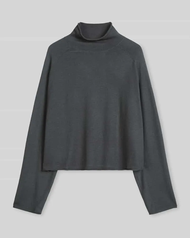 Marc O'Polo Rollkragenpullover mit Mock Neck Anthrazit