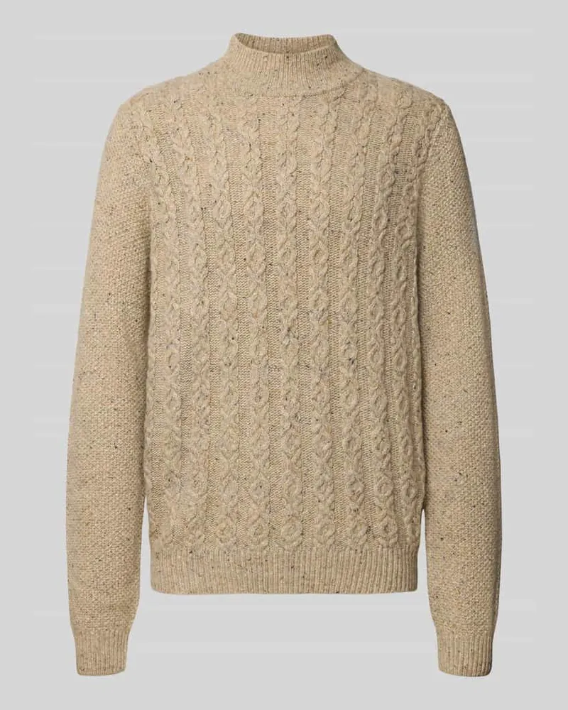Fynch-Hatton Strickpullover aus Woll-Mix mit Stehkragen Modell 'Donegal Offwhite