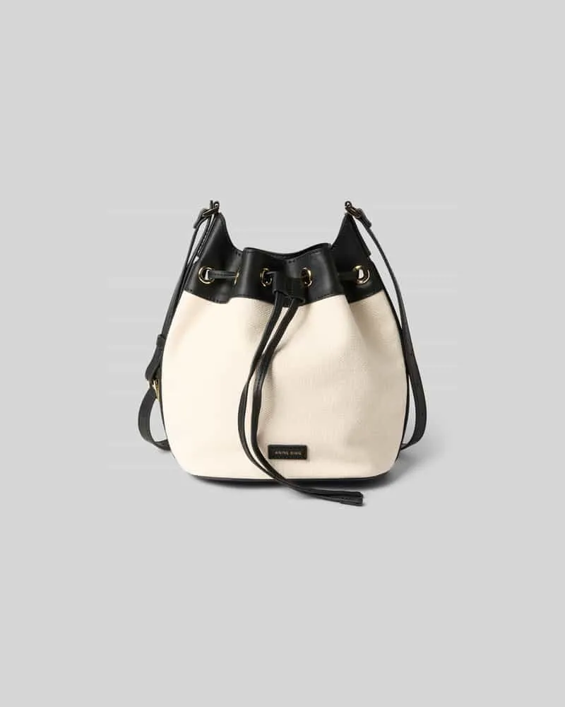 Anine Bing Bucket Bag mit Logo-Patch Beige