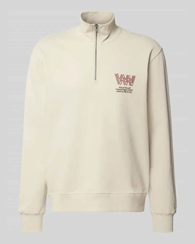 Wood Wood Sweatshirt mit Stehkragen und Reißverschluss Modell 'Jack Beige