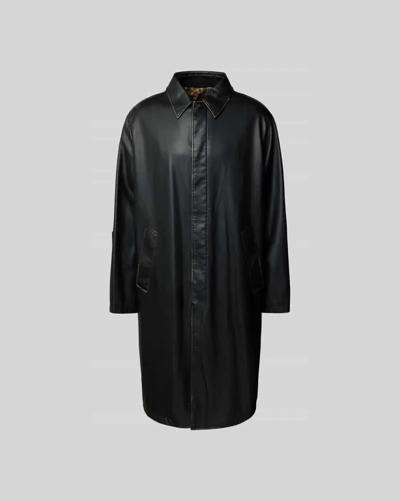 Diesel Mantel in Leder-Optik Black