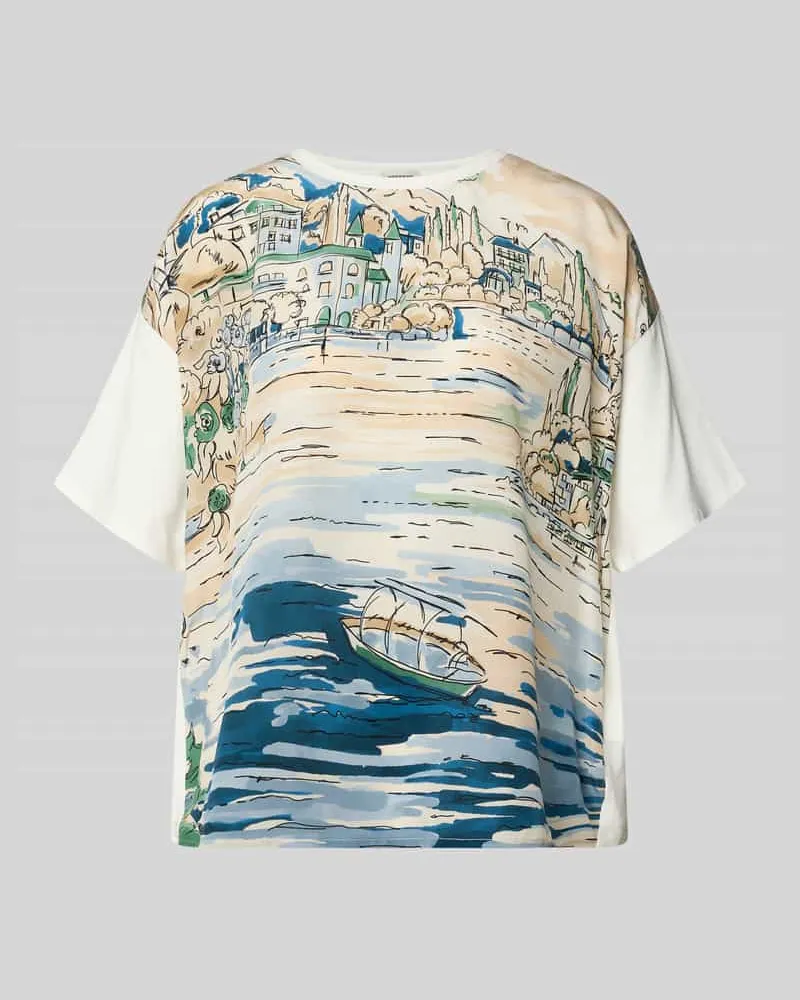 Max Mara Regular Fit T-Shirt aus reiner Seide Modell 'TERZO Hellblau