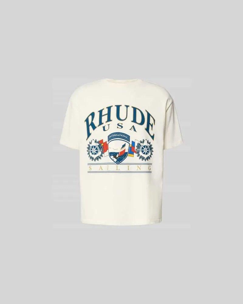 RHUDE Relaxed Fit T-Shirt mit Motiv-Print Offwhite