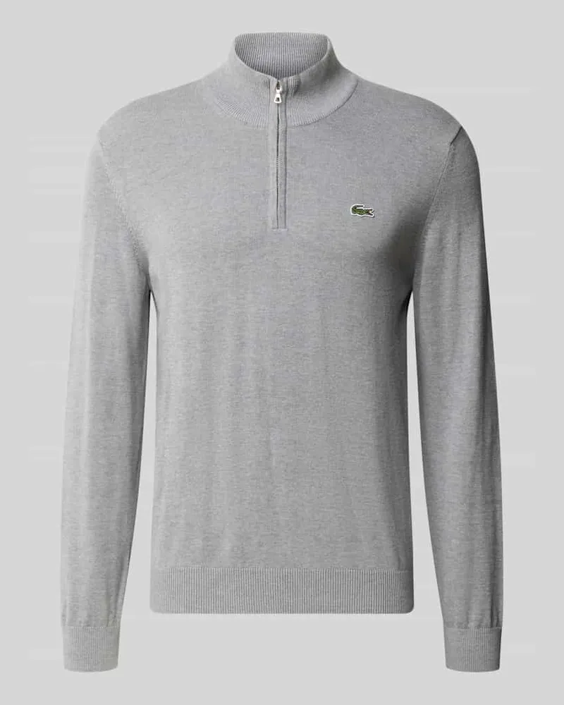 Lacoste Pullover mit Logo-Patch Troyer Hellgrau