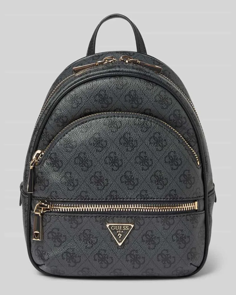 Guess Rucksack mit Allover-Logo-Print Modell 'MANHATTAN Anthrazit