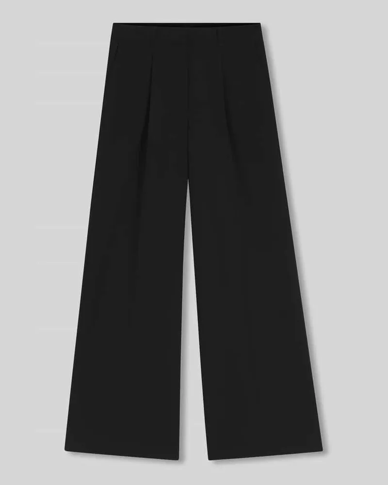 HUGO BOSS Weite Hose mit Bügelfalten Black