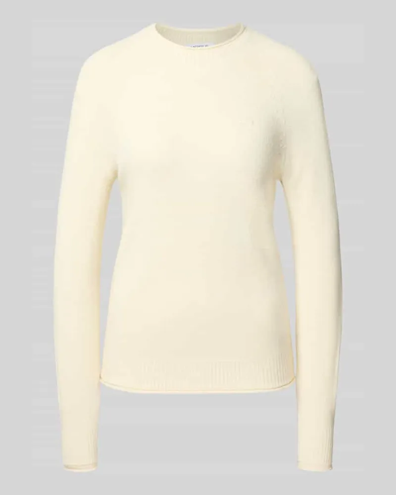 Lacoste Regular Fit Pullover aus reiner Wolle Offwhite
