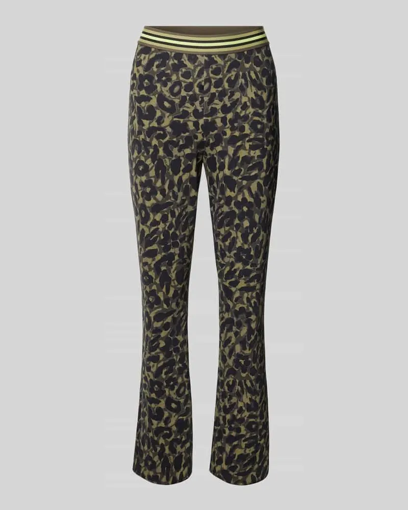 Marc Cain Flared Stoffhose mit elastischem Bund Khaki