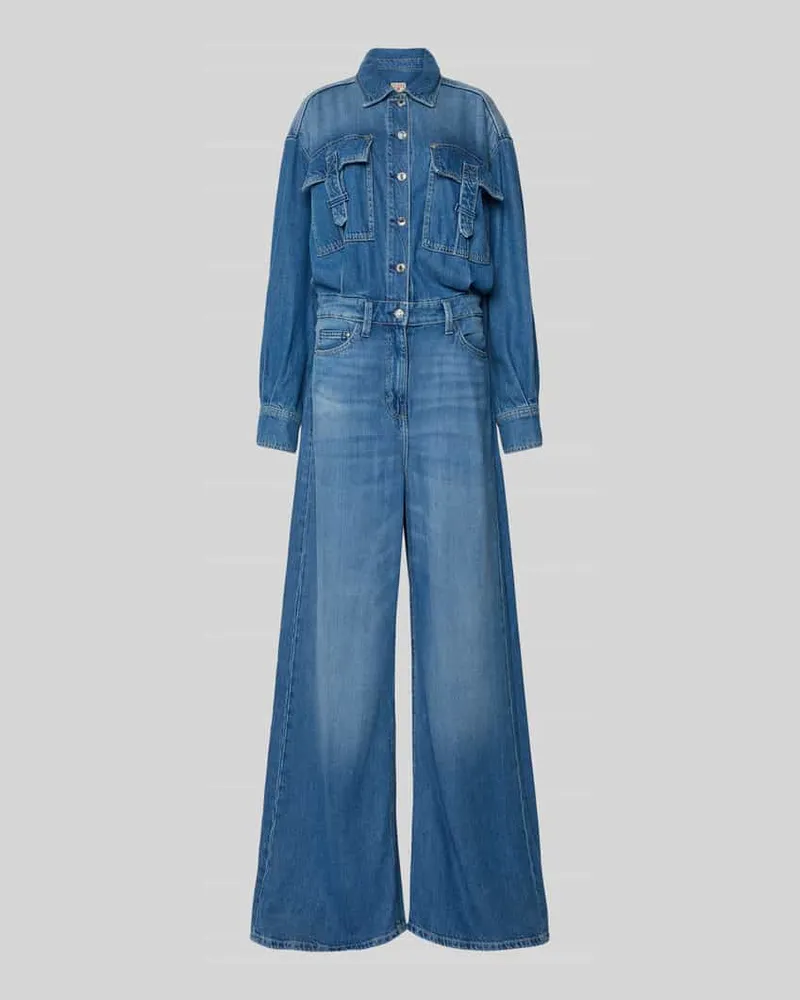Guess Jumpsuit in Denim-Optik mit Brusttaschen Jeansblau