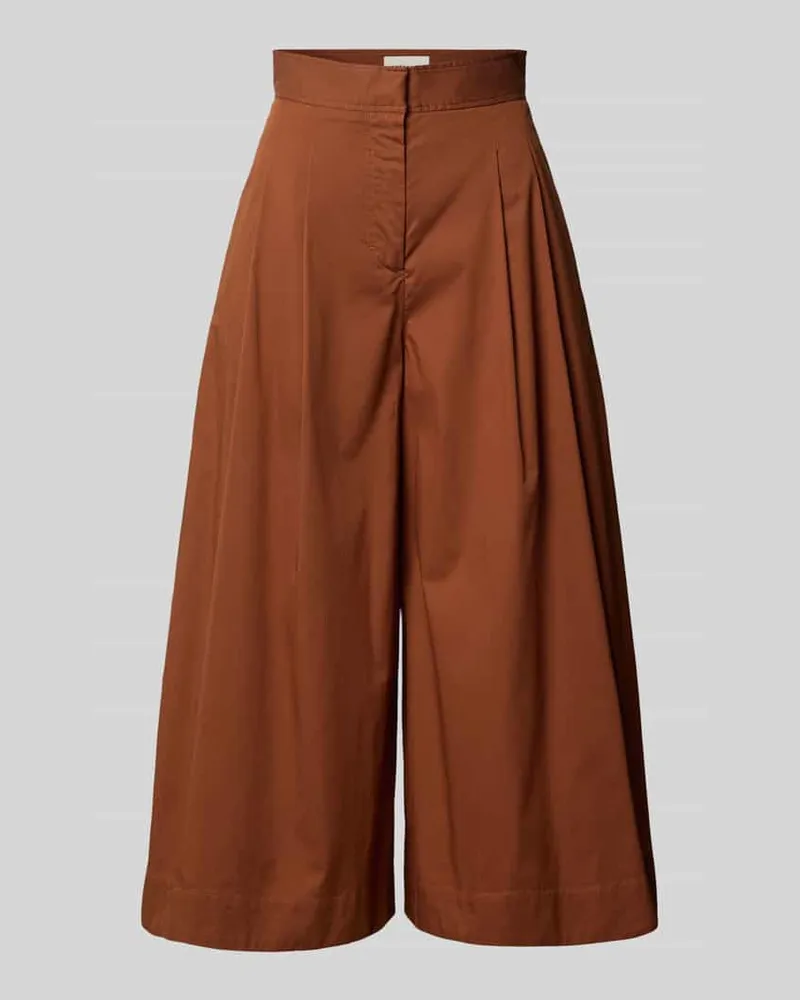Stefanel Wide Leg Stoffhose mit Raffungen Hellbraun
