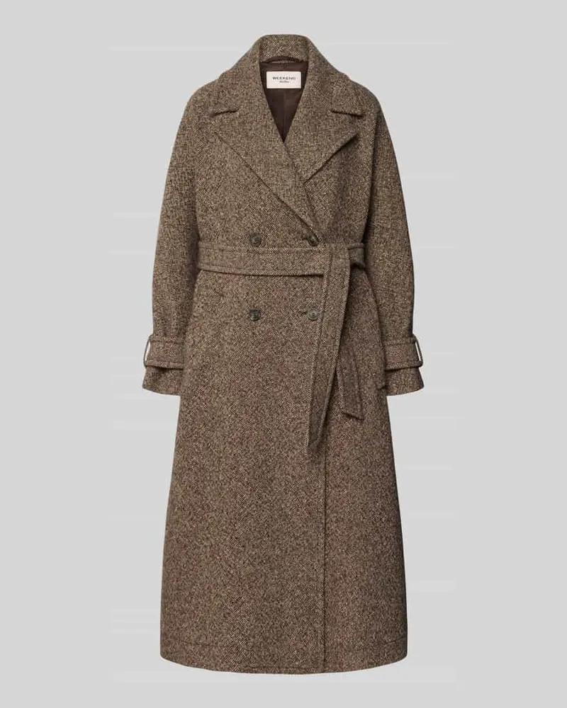 Max Mara Regular Fit Wollmantel mit Bindegürtel Mittelbraun