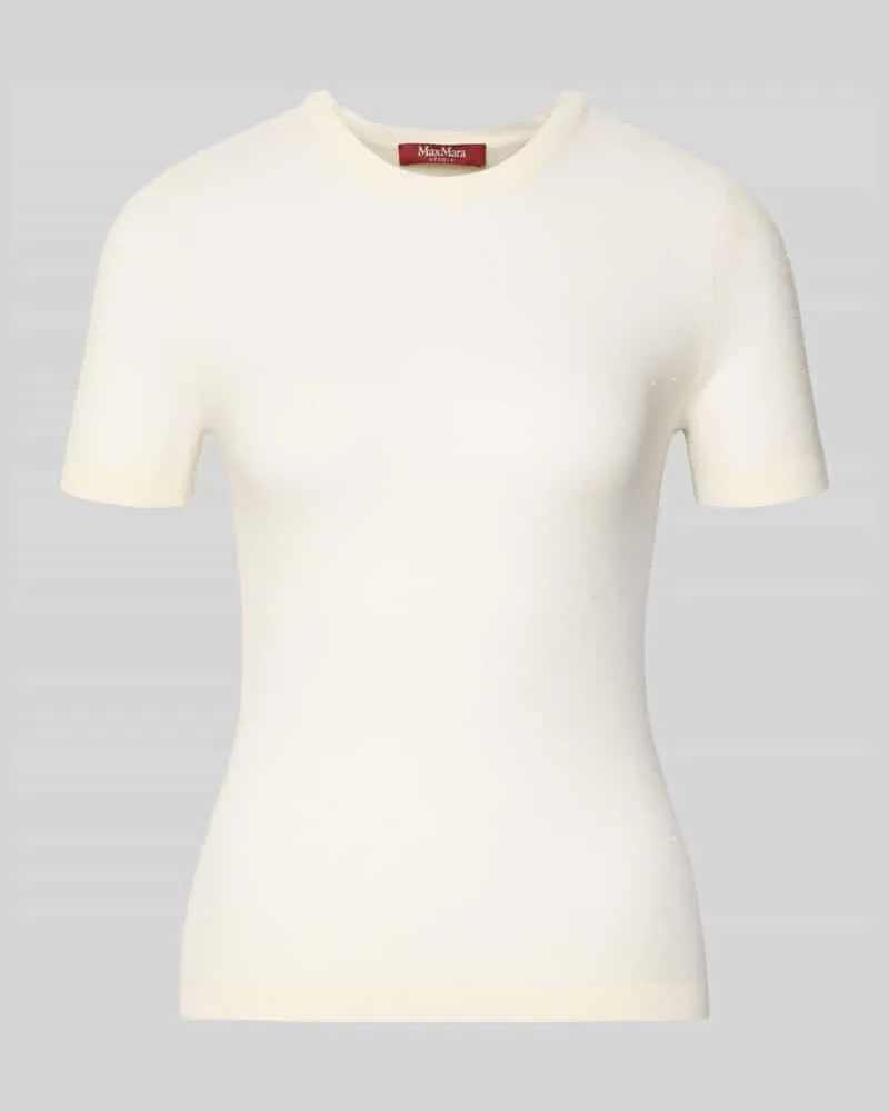 Max Mara Regular Fit Strick-Shirt aus Seiden-Woll-Mix Modell 'MSTLEPRE Offwhite