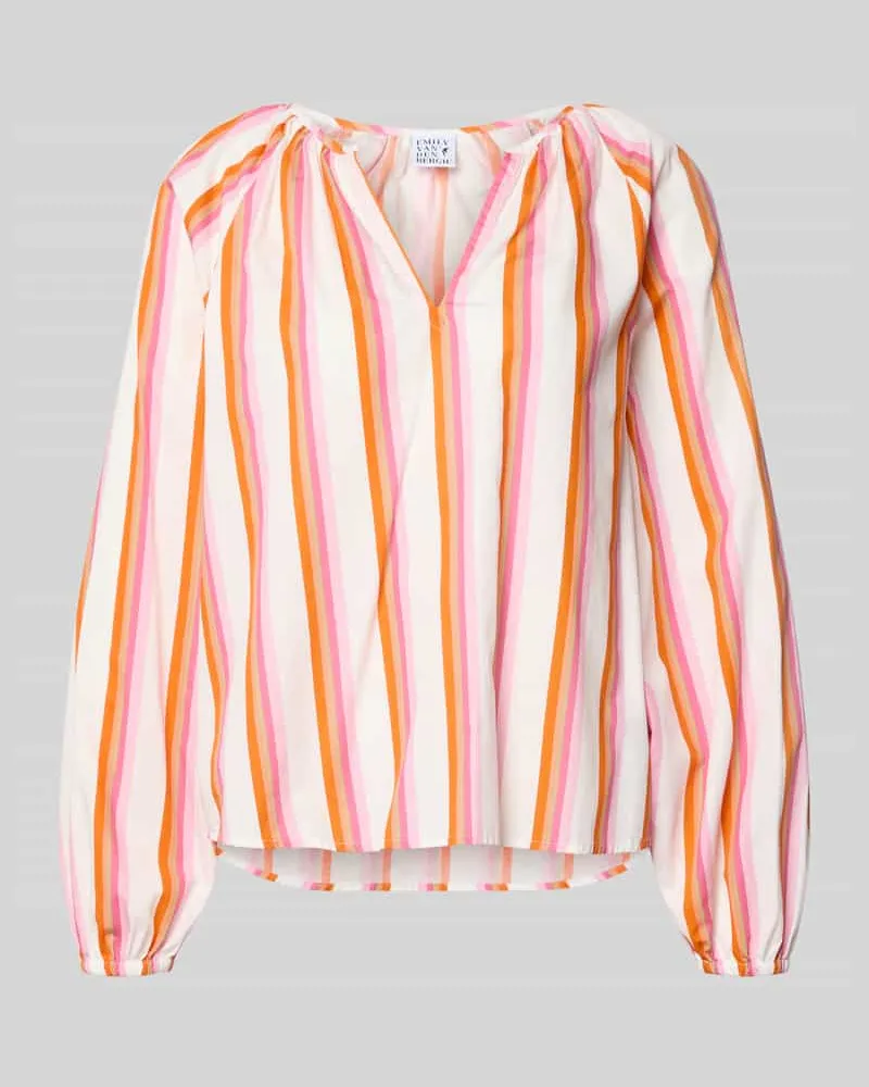 Emily van den Bergh Regular Fit Bluse mit Raffungen Koralle