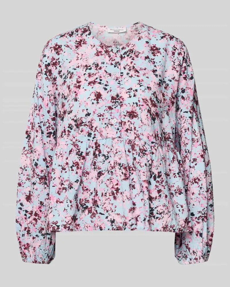 Marc O'Polo Regular Fit Langarmbluse aus Viskose-Baumwoll-Mix Rauchblau