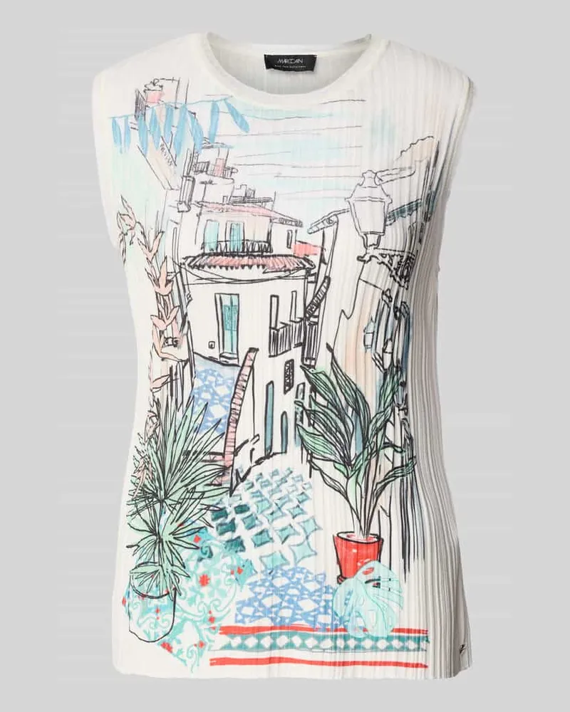 Marc Cain Tanktop mit geripptem Rundhalsausschnitt Offwhite