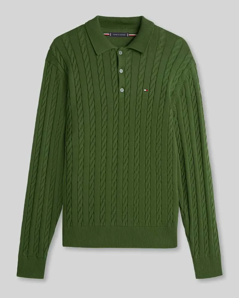 Tommy Hilfiger Regular Fit Strickpullover aus reiner Baumwolle Khaki