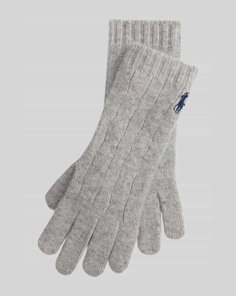 Ralph Lauren Handschuhe aus Woll-Mix mit Logo-Stitching Hellgrau