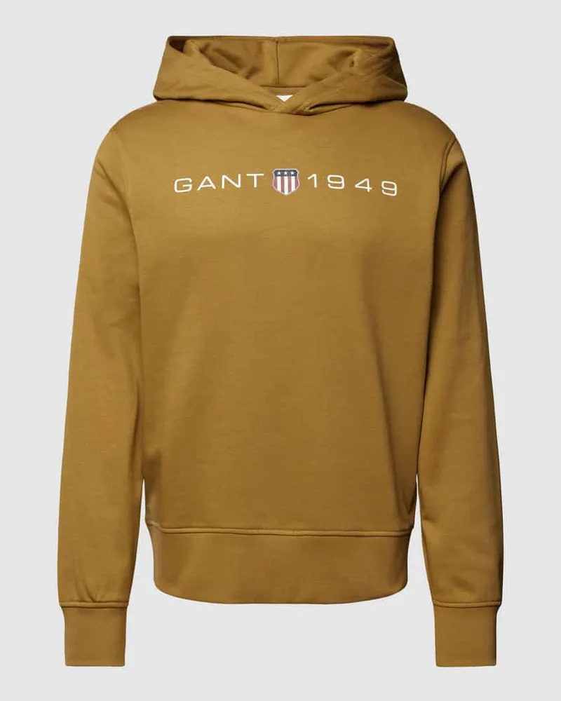 Gant Hoodie mit Label-Print Mittelbraun