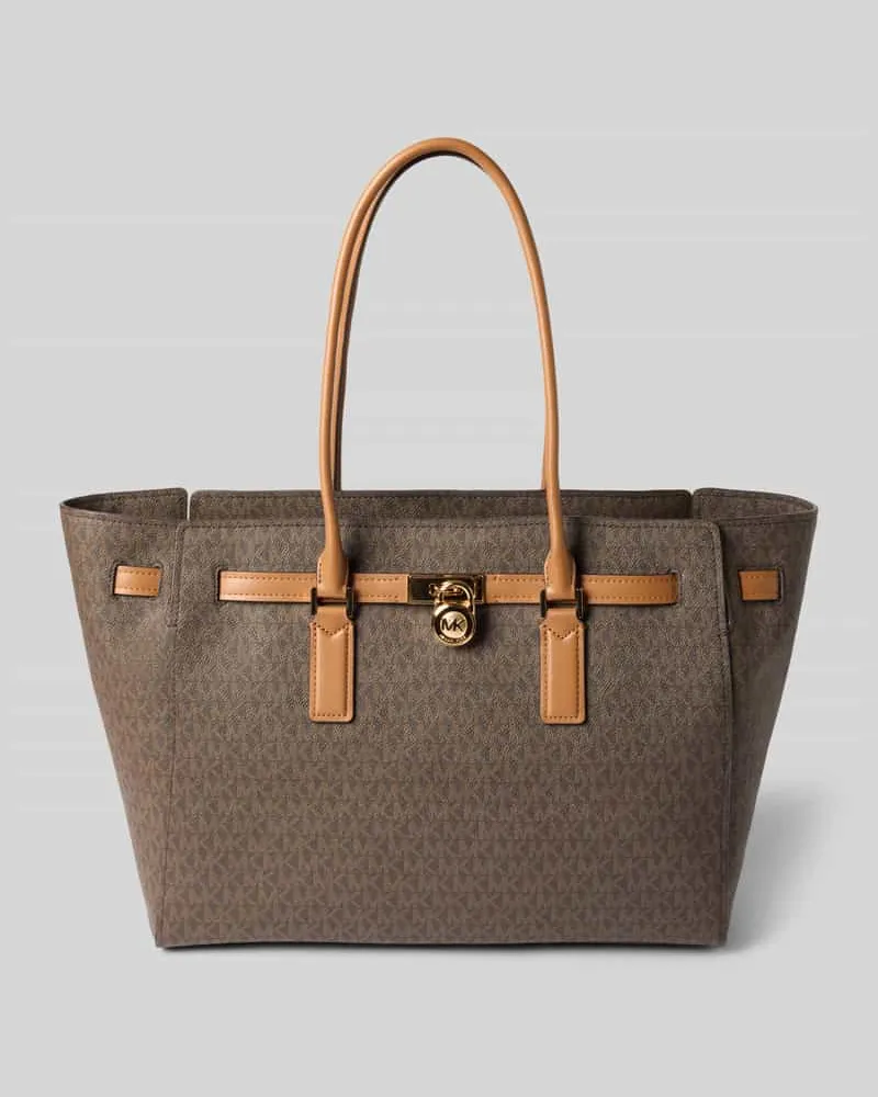 Michael Kors Tote Bag mit Label-Anhänger Modell 'HAMILTON Dunkelbraun
