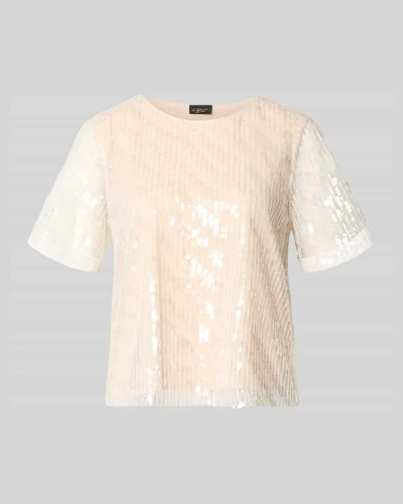 S.Oliver Regular Fit T-Shirt mit Paillettenbesatz Weiss