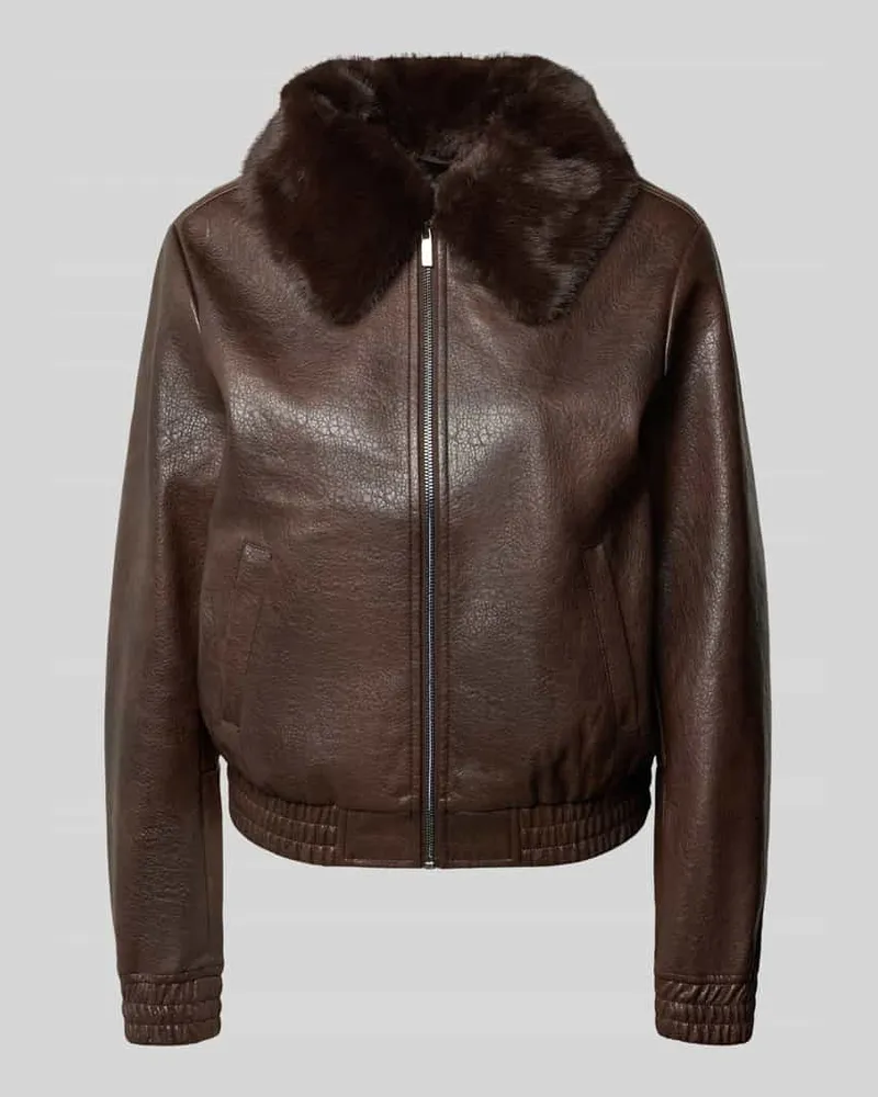 ZERO Jacke in Leder-Optik mit Kunstfell Dunkelbraun
