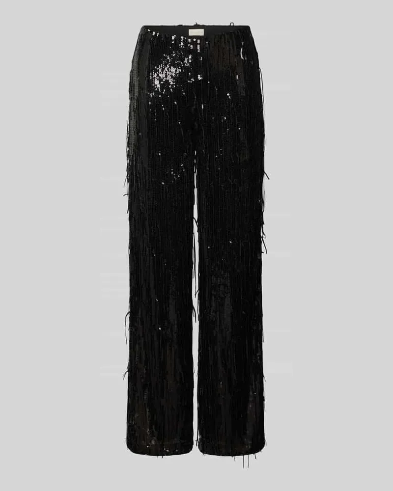 Milano Italy Stoffhose mit Paillettenbesatz Black